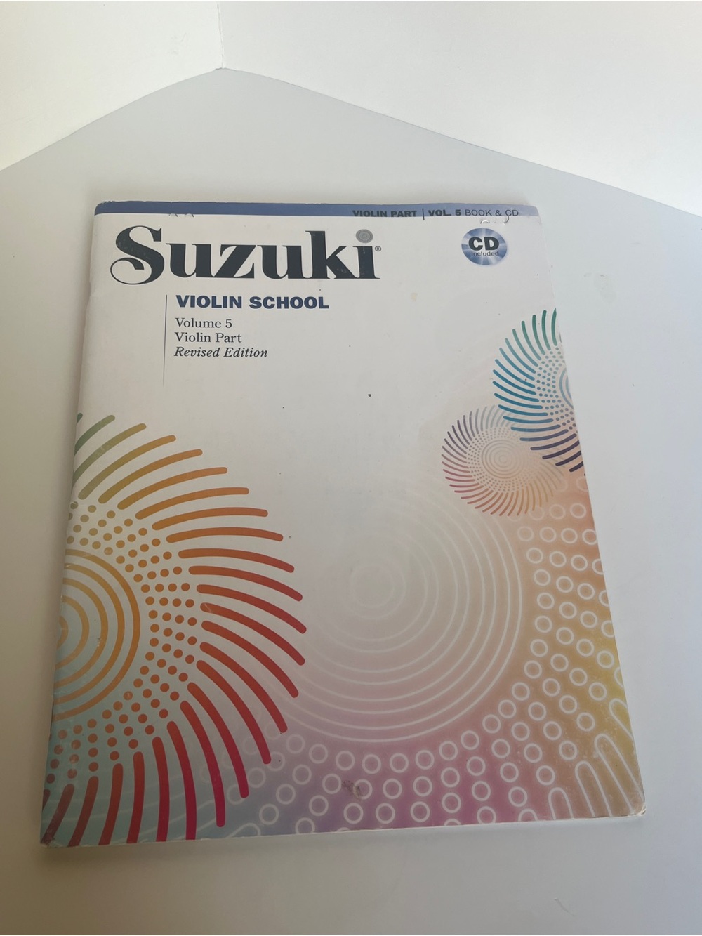 Alfred Suzuki Violin School Volume 5 White Cover with Rainbow Spiral Accents